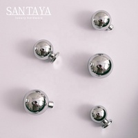 Bouton de tiroir rond en laiton Santaya, style moderne minimaliste, chromé argenté, poignée de meuble de cuisine, tirant solide à trou unique