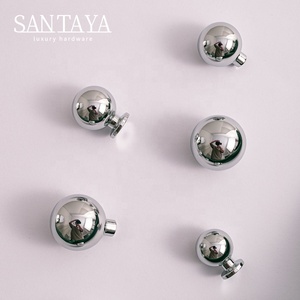 Santaya <strong>Brass</strong> Knob Round Ball Modern Minimalist Chrome Silver <strong>Drawer</strong> Knobs Kitchen Cabinet Handle Solid Single Hole <strong>Pull</strong> - Product Image 4