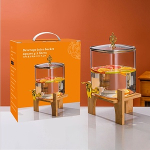 Lot de 3 Distributeurs de Boissons Rotatifs <span class=keywords><strong>en</strong></span> <span class=keywords><strong>Verre</strong></span> <span class=keywords><strong>avec</strong></span> <span class=keywords><strong>Robinet</strong></span>, Transparent, Résistant à la Chaleur et au Froid, Idéal pour Jus et Boissons - Product Image 6