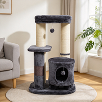 Tour d'activités pour chat d'intérieur avec plateforme en peluche douce, griffoir en sisal, cachette pour chat et jouet interactif à boule suspendue pour chatons