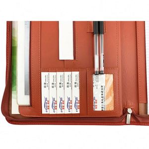 Carpeta de Negocios Negra y Marrón de Alta Calidad, Bolsa de Cuero Multifuncional con Cierre, Artículos de Oficina, Bolsa Promocional - Product Image 4