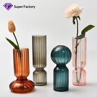 Vase de table en verre borosilicate rayé de style nordique, fait main, pour fleurs hydroponiques, design bulle, coloré, vintage, décoratif