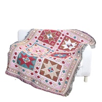 Couverture tissée de canapé boho, design personnalisé et authentique, avec glands, pour les quatre saisons,