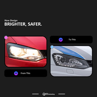 AKD Scheinwerfer für VW Polo 2011-2018 LED-Projektorlinse Frontscheinwerfer mit DRL-Signalleuchte Auto-Frontlicht Auto-Styling Zubehör
