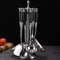 Ensemble de gadgets de cuisine en acier inoxydable de vente chaude ustensiles de cuisine ménagers en bois pour la cuisson