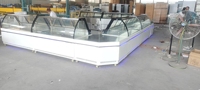 Comptoir de service à angle droit avec dessus plat pour supermarché commercial, vitrine réfrigérée pour viande, congélateur, réfrigérateur de type vitrine