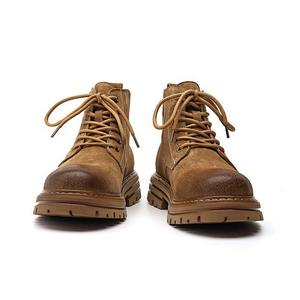 Botas de Trabajo para Hombre, de Cuero Genuino, con Cordones, Impermeables, con Suela Gruesa, Estilo Retro Británico, para Invierno, con Aumento de Altura, Color Amarillo - Product Image 2