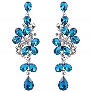 เครื่องประดับอินเทรนด์คริสตัลโบฮีเมียนสำหรับผู้หญิงงานแต่งงานเจ้าสาวประดับพลอยเทียมหลายอันต่างหูห้อยยาว - Product Image 4