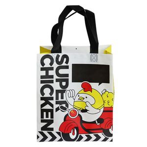 Sac isotherme portable auto-adhésif jetable orange personnalisé pour aliments, café, emballage non tissé à emporter, sacs de courses - Product Image 4