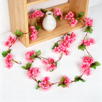 Harga Pabrik 18 Tangkai Bunga Sakura Sutra Realistis Garland Bunga Gantung Buatan Gaya Nordik untuk Thanksgiving Natal Dekorasi Rumah