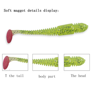 Señuelo de pesca de silicona con cola en T, tipo gusano, de 45, 55, 70, 82 mm, para agua dulce, ideal para pescar lubina. - Product Image 3
