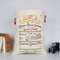 Sac de Noël en toile avec cordon de serrage, motif Père Noël, pour livraison express Polaire, idéal pour cadeaux de Noël et rangement