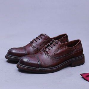 Chaussures en cuir pour hommes de qualité luxueuse de style italien Chaussures de bureau Chaussures Oxford à lacets Chaussures artisanales Evergreen Antidérapantes - Product Image 2