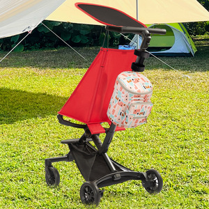 Cochecito de Bebé Ligero de Aleación de Aluminio con Plegado con una Sola Mano, Color Rojo, Carrito de Cuatro Ruedas para Salidas - Product Image 4