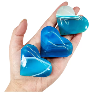 จี้หัวใจอาเกตสีน้ำเงินขัดเงา คริสตัลบำบัด พลอยอาเกตธรรมชาติ สำหรับทำเครื่องประดับ DIY ขายส่งจำนวนมากจากโรงงาน - Product Image 3