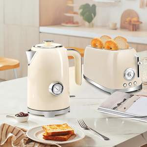 ชุดเครื่องใช้ในครัวสแตนเลสสตีล ชุดเครื่องปิ้งขนมปังและกาต้มน้ำแบบย้อนยุค ขายส่งราคาถูก - Product Image 2