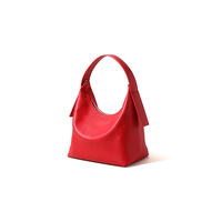 Tas Selempang Kulit Asli Wanita Vintage 2025 Warna Solid Model Hobo dengan Ritsleting Kapasitas 1-1.9L