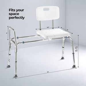 Chaise de douche multifonctionnelle coulissante pour baignoire, banc de transfert pour baignoire avec tapis antidérapants, chaise de bain réglable pour personnes âgées - Product Image 1