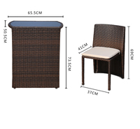 Ensemble table et chaises de salle à manger d'extérieur en rotin moderne, finition résistante à la pluie, garantie 2 ans, idéal pour salon, hôtel, cour, parc