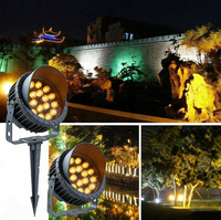 Faro LED Circolare Premium IP65 in Alluminio Pressofuso AC per Esterni, Non Solare, con Picchetto per Illuminazione di Sentieri, Giardini e Paesaggi
