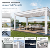 Aluminium-Lamellenpergola mit Smart-App-Steuerung, motorisiertem, wasserdichtem Dach, für Außenterrassen, maßgefertigt, bioklimatisch, mit LED-Beleuchtung und Windschutz
