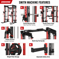 Zoshine Machine Smith Multifonctionnelle pour la Maison, Équipement de Musculation Complet Tout-en-un avec Crossover par Câbles et Rack à Poids