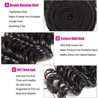 Lots de Cheveux Humains Bruts Grade 10A, Ondulés Profonds et Volumineux, avec Closure en Dentelle HD 2x6