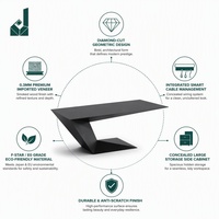 Bureau de direction ergonomique moderne au style géométrique, finition brillante, construction durable en chêne MDF pour bureau privé ou d'entreprise
