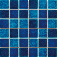 Mosaïques en céramique bleues mélangées de forme carrée moderne pour la décoration murale intérieure des hôtels, utilisation en cuisine et salle de bain, mosaïques bleues