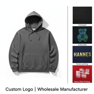 Sweat-shirt à capuche surdimensionné pour homme en coton 100% - Design imprimé en relief écologique et lourd - Sweat-shirt d'hiver - Product Image 4