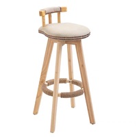 Tabouret de bar moderne en bois avec siège pivotant rembourré pour îlot de cuisine et comptoir de salle à manger BC-010