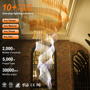 Einfache Installation Innendekorations-Glaslampenschirm Pendelleuchte Hochwertige Restaurant-Hotel-Lobby Metall-Kristall-Kronleuchter - Product Image 1