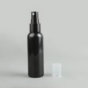 Flacone Spray in plastica nera PET a spalla tonda cilindrica RTS 2 OZ 60ml con testa Spray Fine nera