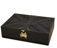 Coffret de parfum noir de luxe personnalisé, flacon échantillon réutilisable, boîte rigide en carton, fermeture magnétique, logo personnalisé, découpe laser, emballage