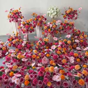 ดอกไม้ประดิษฐ์สีชมพูและสีส้มชุดช่อดอกไม้สำหรับเจ้าสาวจัดดอกไม้สำหรับทางเดินงานแต่งงานตกแต่งโต๊ะกลาง - Product Image 5