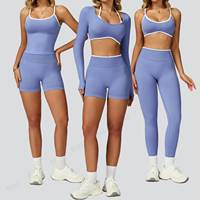 Ensemble de yoga cinq pièces pour femme grande taille, hiver, sans manches, couleur unie, antibactérien, respirant, écologique, en Spandex/Nylon, avec short