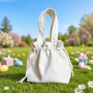 Borsa Tote in Tela Bianca da Donna, Nuovo Stile Dolce, Borsa a Mano Artistica con Coulisse, Pochette <span class=keywords><strong>Monospalla</strong></span> con Chiusura a Coulisse - Product Image 1
