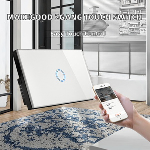 สวิตช์ไฟติดผนังแบบสัมผัส MakeGood Smart Life สีขาวดำ แผงคริสตัล 1 ช่อง 10A 110-240V - Product Image 2