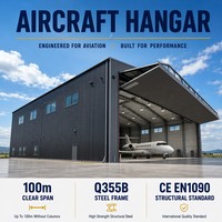 Hangar para Jets Comerciales, Estructura de Acero, Hangar para Aviones Privados, Almacenamiento, Instalación Aeroportuaria, Sin Columnas