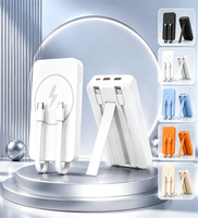 Power Bank Portabel 10000mAh Magnetik Nirkabel dengan Kabel Terintegrasi, Stand Lipat, Pengisian Cepat
