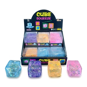 Glitter squares New Cute Smile Face Dumpling <b>Squishy</b> EVA Stress Ball Toy for 5 to 7 Years Mystery Box - Product Image 1