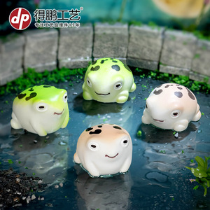 Figurine miniature de grenouille en résine, vert et jaune terreux, pour décoration de maison, paysage de bassin de bureau - Product Image 1