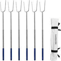 Brochettes de cuisson robustes en acier inoxydable Cookmama de 32 pouces pour hot-dogs et smores au feu de camp, avec poignées (lot de 6)