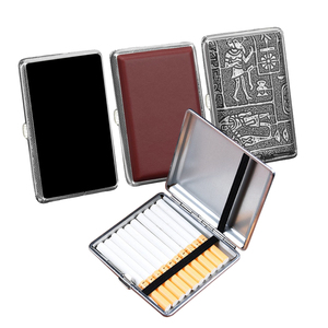 Boîte à cigarettes en cuir et métal, best-seller, capacité 20 cigarettes, étui double face, conteneur de rangement pour tabac - Product Image 1