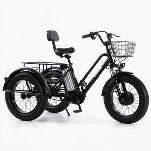 Vélo cargo électrique à 3 roues, tricycle électrique à pneus larges avec panier, 7 vitesses, cadre en acier carbone, livraison, trajets domicile-travail - Product Image 3