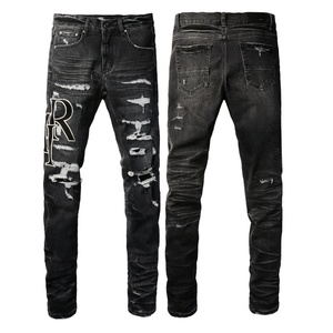 2025 Bán Buôn Kubi Jeans Thiết Kế Thương Hiệu Châu Âu Và Người Đàn Ông Mỹ Của Lỗ Thời Trang Vải Thư Căng - Product Image 6