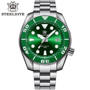 SD1971 de los hombres NH35 de acero inoxidable reloj automático BGW9 luminosa recubrimiento AR de cristal de zafiro calendario 200M reloj de buceo