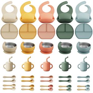 Ensemble d'alimentation pour bébé en silicone 8 en 1, bavoir et vaisselle sans BPA pour les repas des enfants, comprend un bol pour bébé, un ensemble d'alimentation pour bébé - Product Image 3