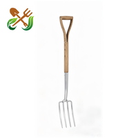 Ensemble de bêches et fourches de jardin vintage en acier inoxydable avec manche en bois de frêne, outils de jardinage robustes pour creuser, pelle et fourche à herbe pour la ferme et la pelouse