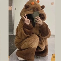 Robe en velours kawaii Michley Winter XL, adorable combinaison en peluche douce à motif de capybara, pyjama pour adultes, vêtements de nuit, vêtements de maison